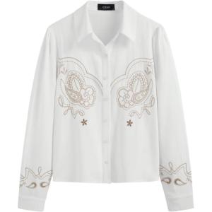 CIDER Collar Graphic Long Sleeve Shirt(White)