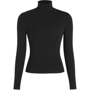 CIDER Turtle Necks Tops for Women Long Sleeve Shirts Mock Neck Solid Basic Tee Slim Fit Soft Base Layer Fall Tops(Black)
