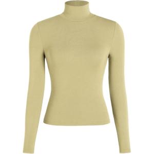 CIDER Turtle Necks Tops for Women Long Sleeve Shirts Mock Neck Solid Basic Tee Slim Fit Soft Base Layer Fall Tops(Matcha Green)