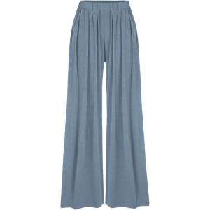 CIDER Wide Leg Palazzo Pants for Women with Pockets Elastic Business Causal Pants Women Summer for Beach Travel Trousers(Blue)
