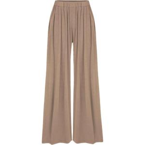 CIDER Wide Leg Palazzo Pants for Women with Pockets Elastic Business Causal Pants Women Summer for Beach Travel Trousers(Coffee)