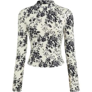 CIDER Women’s Floral Knitted Long Sleeve Mock Neck Going Out Slim Fit Tops Fall Outfits Trendy Clothes(Carbon)