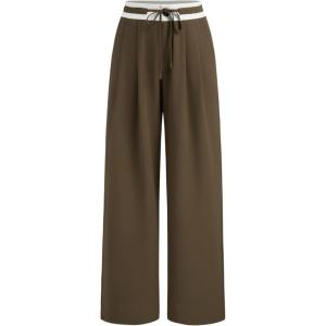 CIDER Women’s High Waisted Wide Leg Pants Drawstring Business Casual Dress Pants Trendy(Coffee)