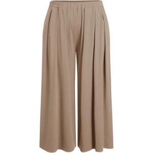 CIDER Women’s Plus Size Fashion Wide Leg Pants Palazzo Flowy Elastic Waist Pants with Pockets(Coffee)
