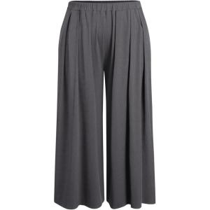 CIDER Women’s Plus Size Fashion Wide Leg Pants Palazzo Flowy Elastic Waist Pants with Pockets(Grey)