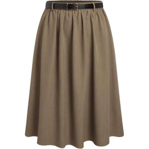 CIDER Mid Waist Skirts for Women Pleated A-Line Long Maxi Skirt Plus Size with Belts 2024 Trendy
