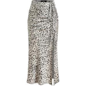 CIDER Spot Leopard Print Drawstring Split Maxi Skirt(Grey)