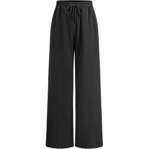 CIDER Women’s Wide Leg Sweatpants Baggy Drawstring High Waisted Joggers Lounge Sweat Pants with Pockets 2025 Fall(Black Mid Waisted)