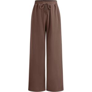 CIDER Women’s Wide Leg Sweatpants Baggy Drawstring High Waisted Joggers Lounge Sweat Pants with Pockets 2025 Fall(Brown)