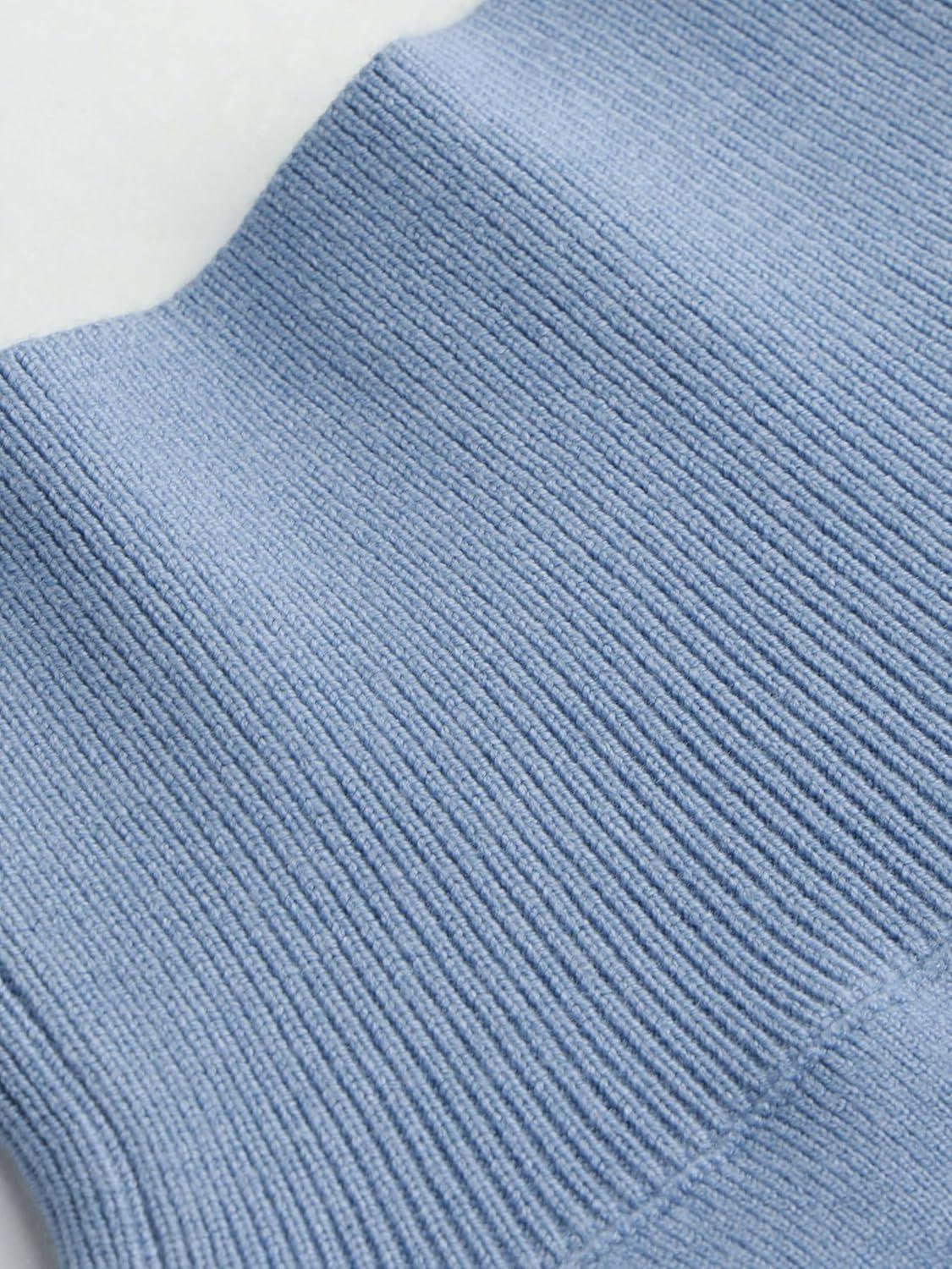 imageCIDER Mock Turtleneck Tops for Women Ribbed Knit Long Sleeve Slim Fitted Fall Solid Sweater T ShirtsBaby Blue