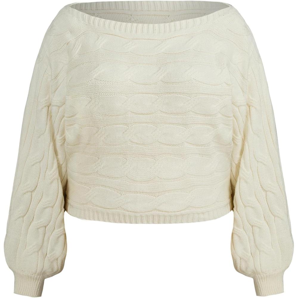 imageCIDER Womens Boat Neck Dolman Sleeve Knit Sweater Fall Trendy Sweater Pullover Tops JumperBeige