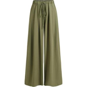 CIDER Palazzo Pants for Women Wide Leg Drawsting Elastic High Waisted Comfy Casual Flowy Pants with Pockets(Green)