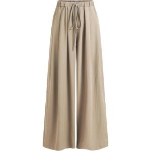 CIDER Palazzo Pants for Women Wide Leg Drawsting Elastic High Waisted Comfy Casual Flowy Pants with Pockets(Khaki)