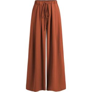 CIDER Palazzo Pants for Women Wide Leg Drawsting Elastic High Waisted Comfy Casual Flowy Pants with Pockets(Orange)