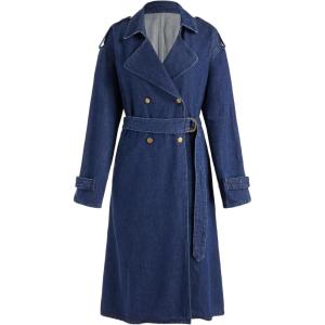 CIDER Statement Maker Denim Trench Coat(Blue)