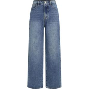 CIDER Wide Leg Jeans for Women High Waisted Denim Pants Boyfriend Jeans Trendy Casual Summer Bottom(Denim)