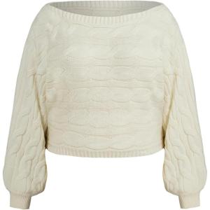 CIDER Women’s Boat Neck Dolman Sleeve Knit Sweater Fall Trendy Sweater Pullover Tops Jumper(Beige)