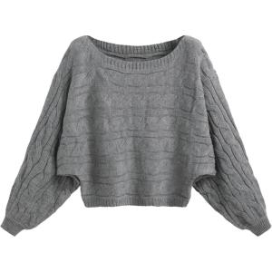 CIDER Women’s Boat Neck Dolman Sleeve Knit Sweater Fall Trendy Sweater Pullover Tops Jumper(Grey)