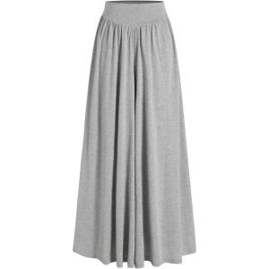 CIDER Women’s Palazzo Wide Leg Lounge Pants Casual Loose Fit Comfy Boho Ruffle Pants(Light Grey)