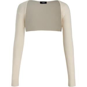 CIDER Women’s Shrugs Bolero Long Sleeve Open Front Workout Crop Tops Cardigans(Beige)
