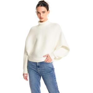 CIDER Women’s Turtleneck Long Sleeve Oversized Trendy Pullover Sweater Jumper Fall Tops(Ivory)