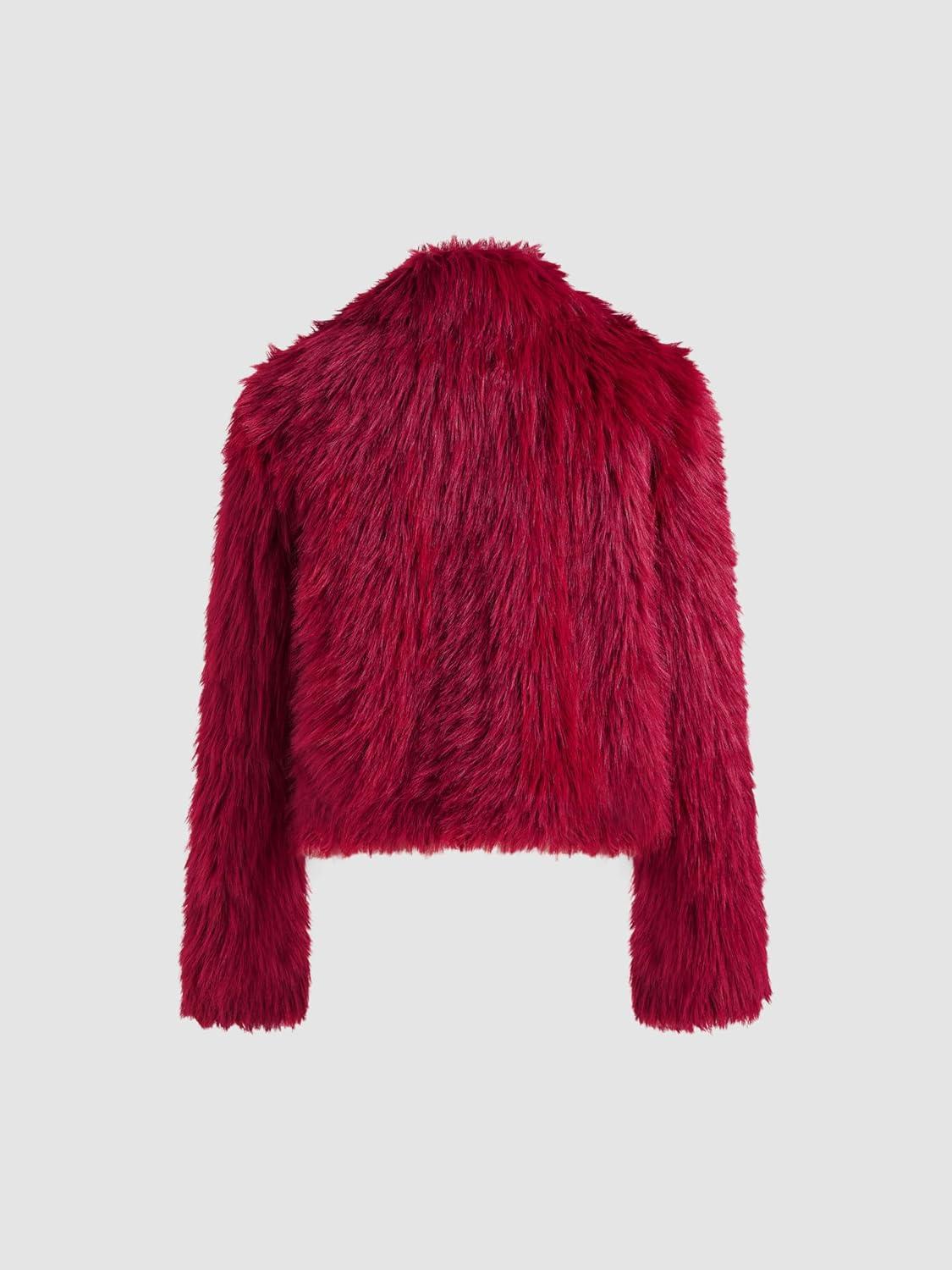 imageCIDER Faux Fur Collar Solid JacketWine