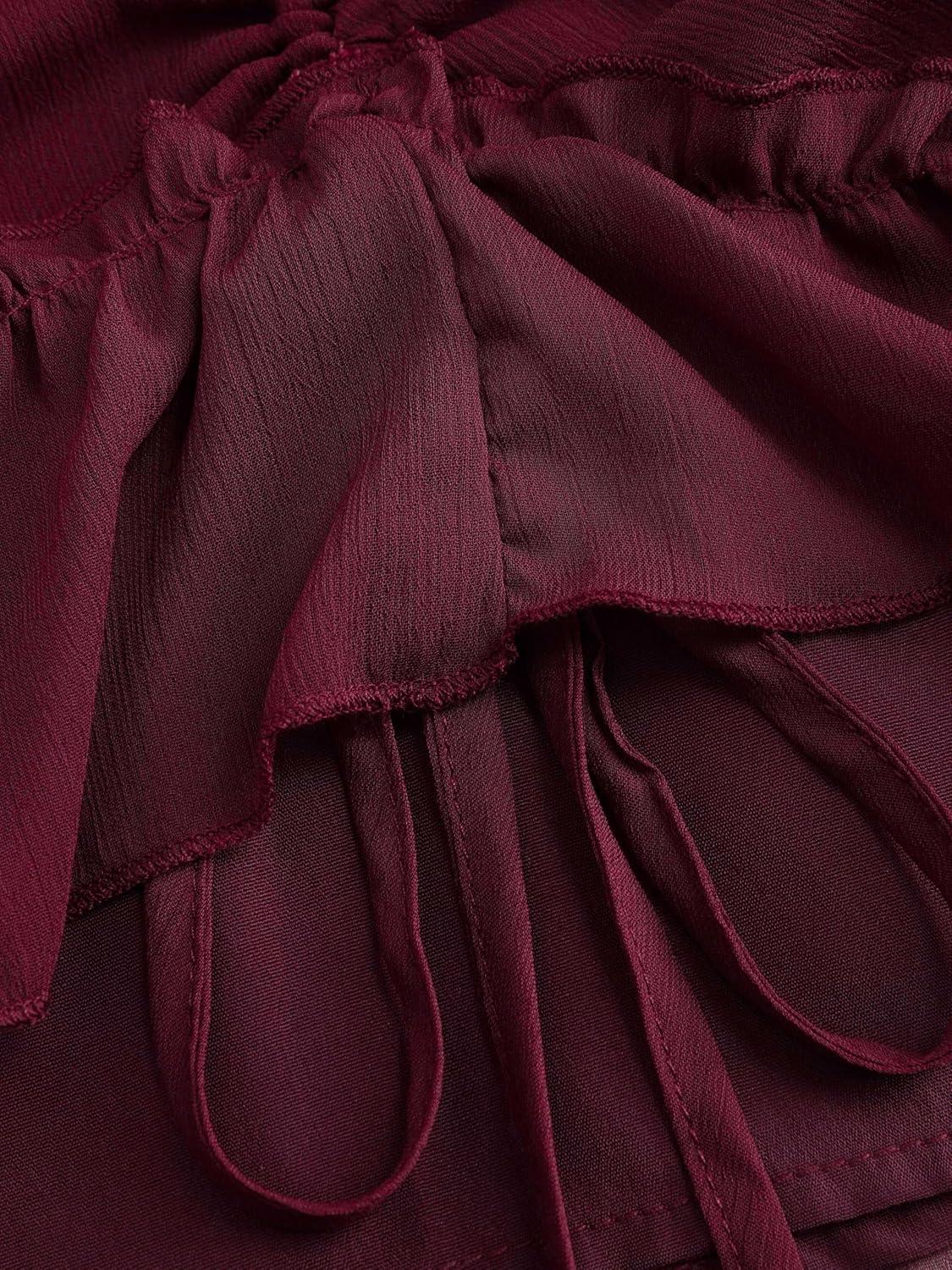 imageCIDER Ruffle Sheer High Waist Maxi SkirtCarmine