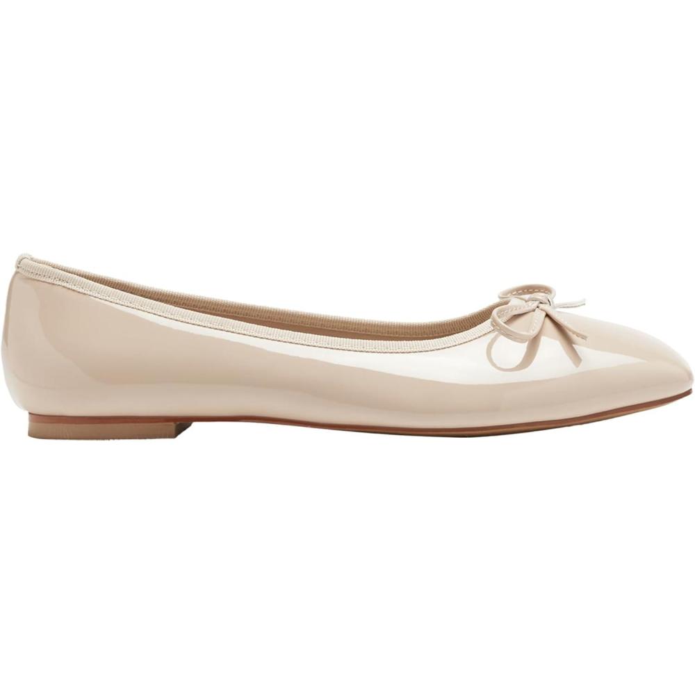 imageCIDER Bow Decor Square Toe Ballet Mary Jane FlatsBeige