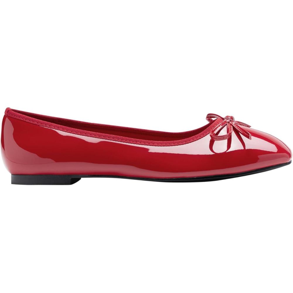 imageCIDER Bow Decor Square Toe Ballet Mary Jane FlatsRed