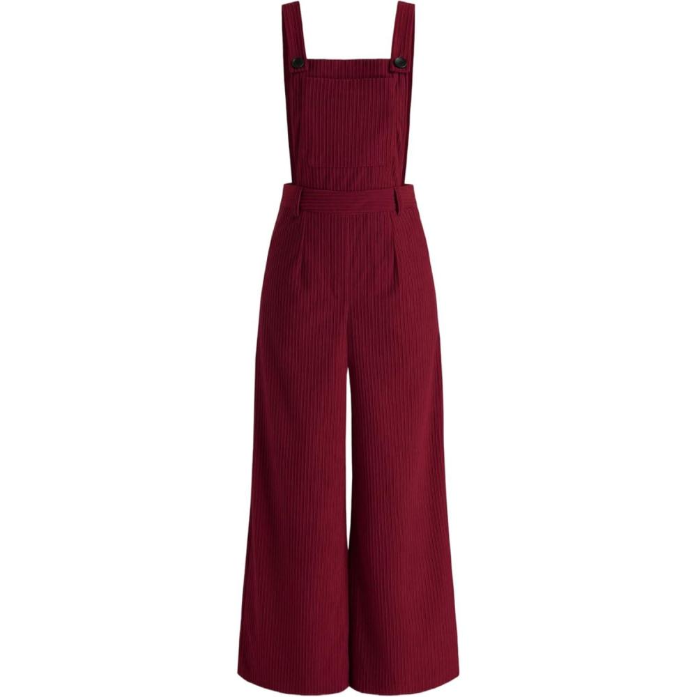 imageCIDER Corduroy Overalls for Women Wide Leg Jumpsuits Adjustable Straps One Piece Jumpsuit Dressy Trendy 2025Red
