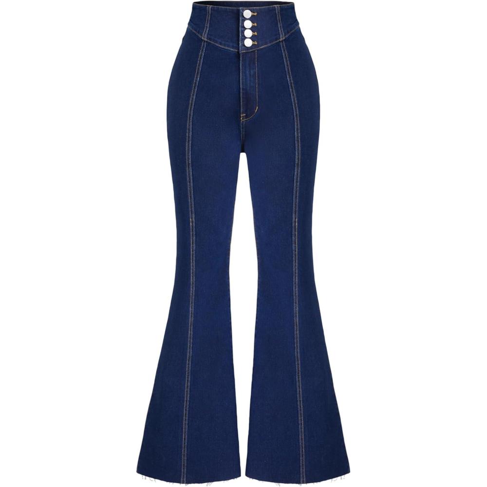 imageCIDER Denim High Waist Flared JeansDark Navy