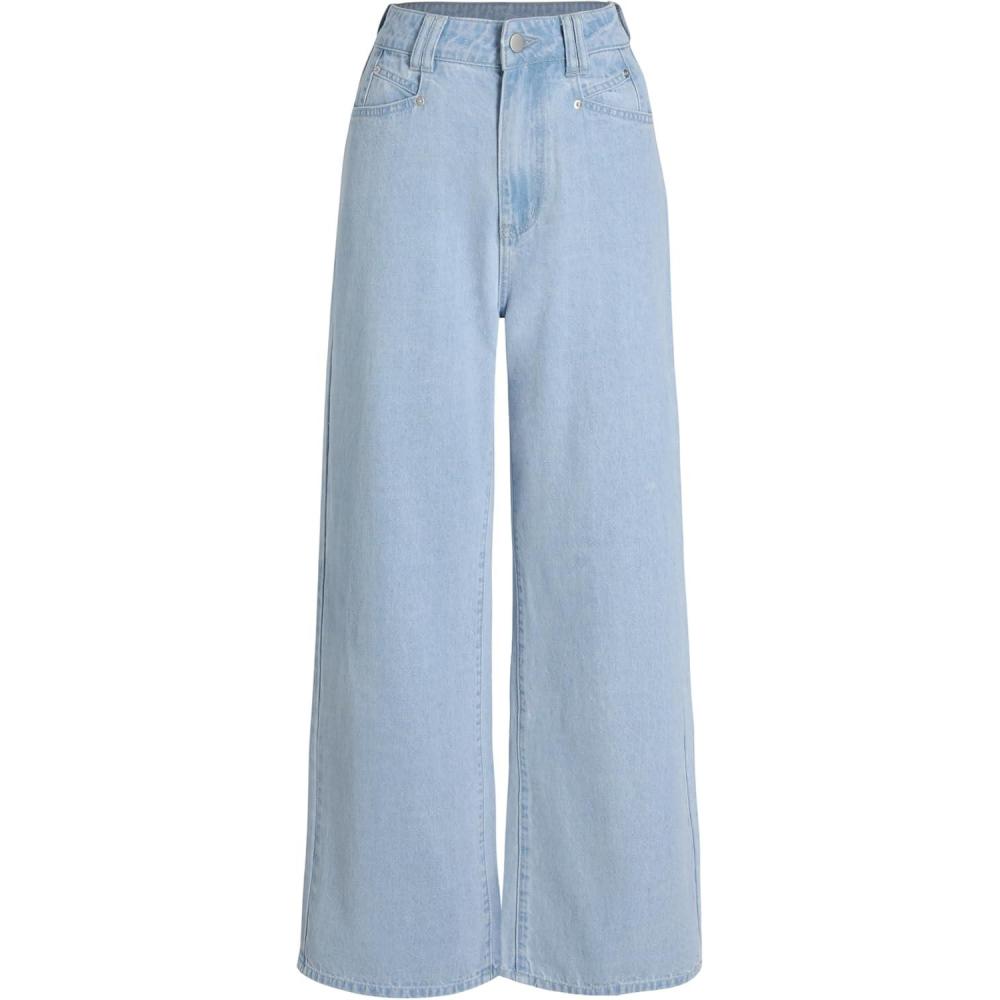 imageCIDER Jeans for Women High Waist Wide Leg Denim Pants Straight Leg Trouser Pants Mid Waist TrendySky Blue
