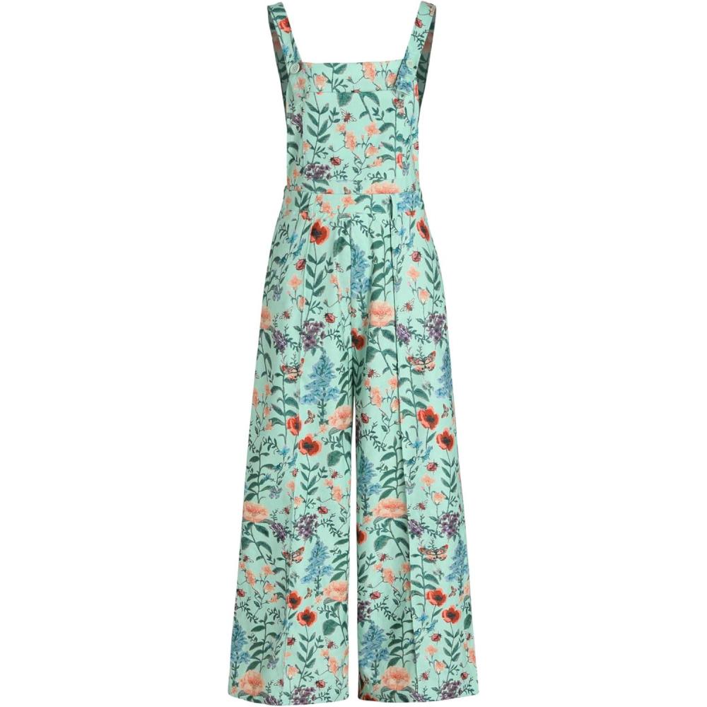 imageCIDER Lightweight Corduroy Floral Button Wide Leg JumpsuitGreen