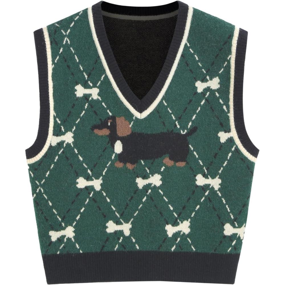 imageCIDER Puppy Argyle Knit VestGreen