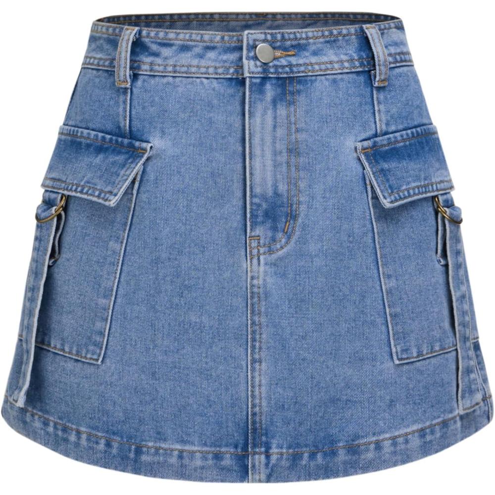 imageCIDER Solid Cargo Mini SkirtDenim