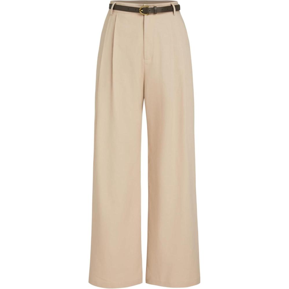 imageCIDER Solid Linen Blend Belted Wide Leg PantsKhaki