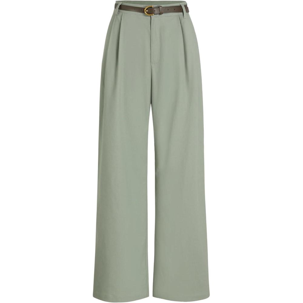 imageCIDER Solid Linen Blend Belted Wide Leg PantsPale Green