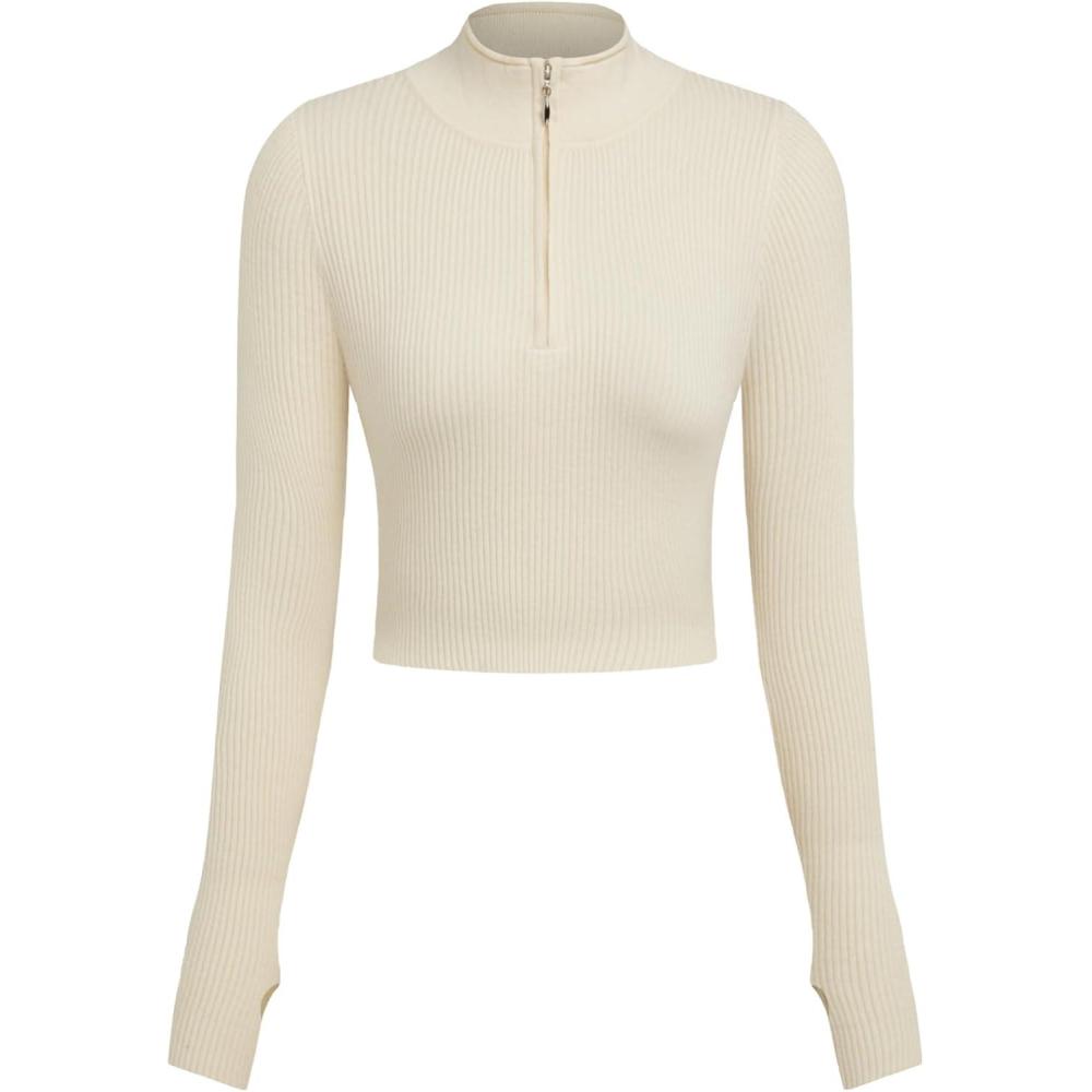 imageCIDER Solid Zipper Up Knitted Crop TopWhite