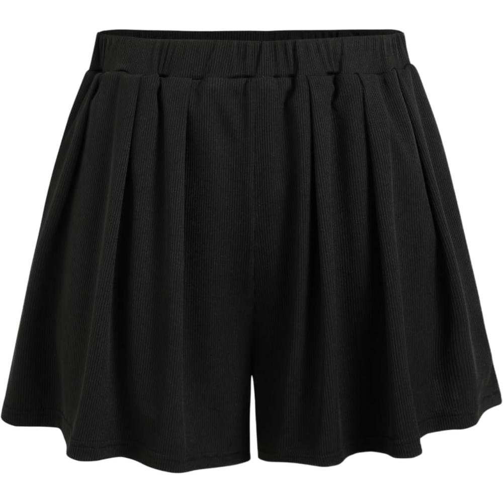 imageCIDER Women Shorts Elastic Waist Wide Leg Flowy Baggy Boxer Shorts Summer Vacation Boho Casual Outfits 2025Black