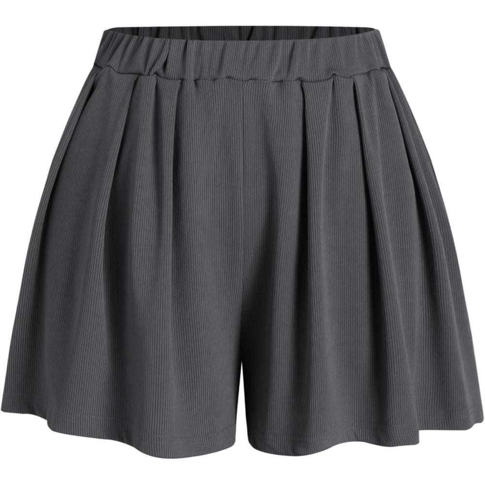 imageCIDER Women Shorts Elastic Waist Wide Leg Flowy Baggy Boxer Shorts Summer Vacation Boho Casual Outfits 2025Grey