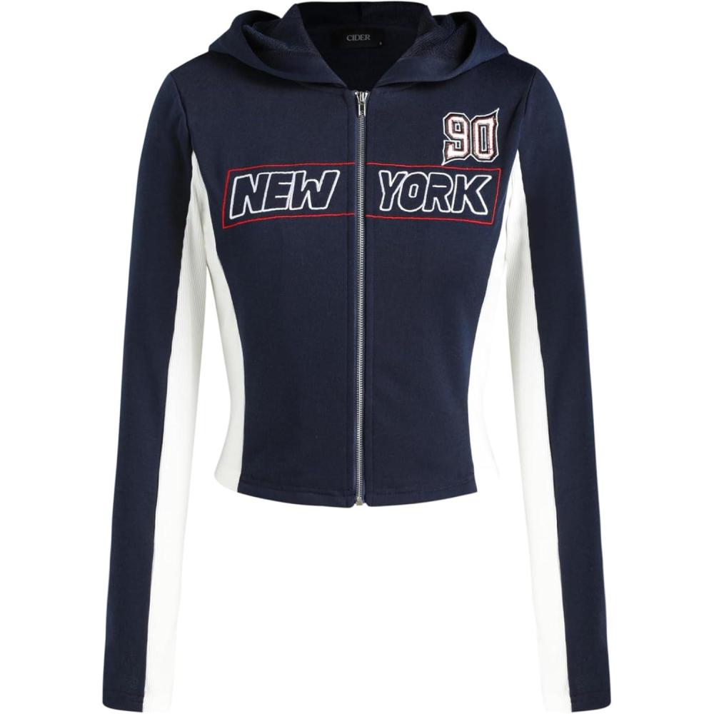 imageCIDER Womens New York 90 Zipper HoodieBlue