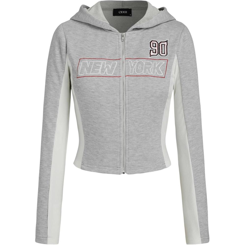 imageCIDER Womens New York 90 Zipper HoodieGrey