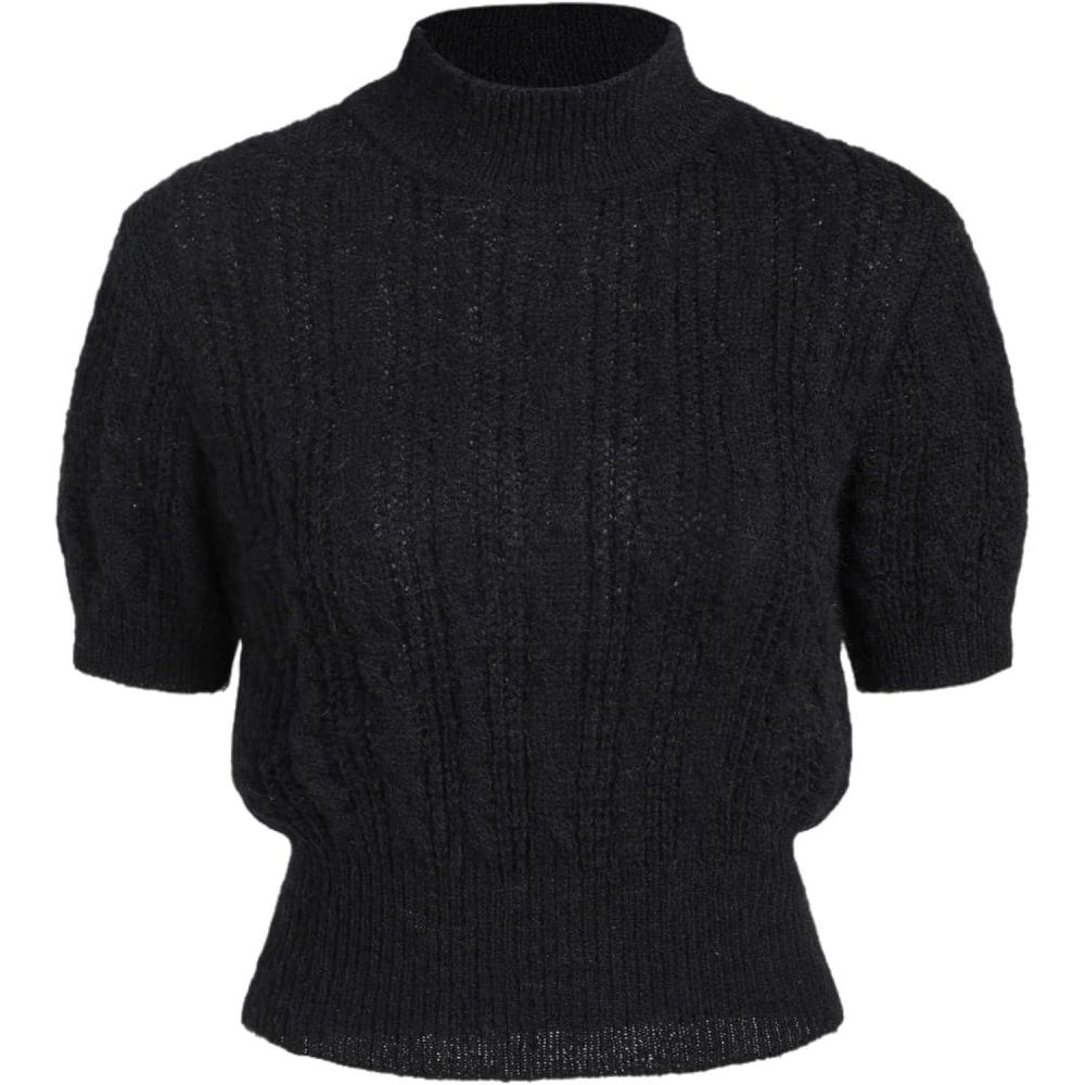 imageCIDER WoolBlend Texture High Neck SweaterBlack