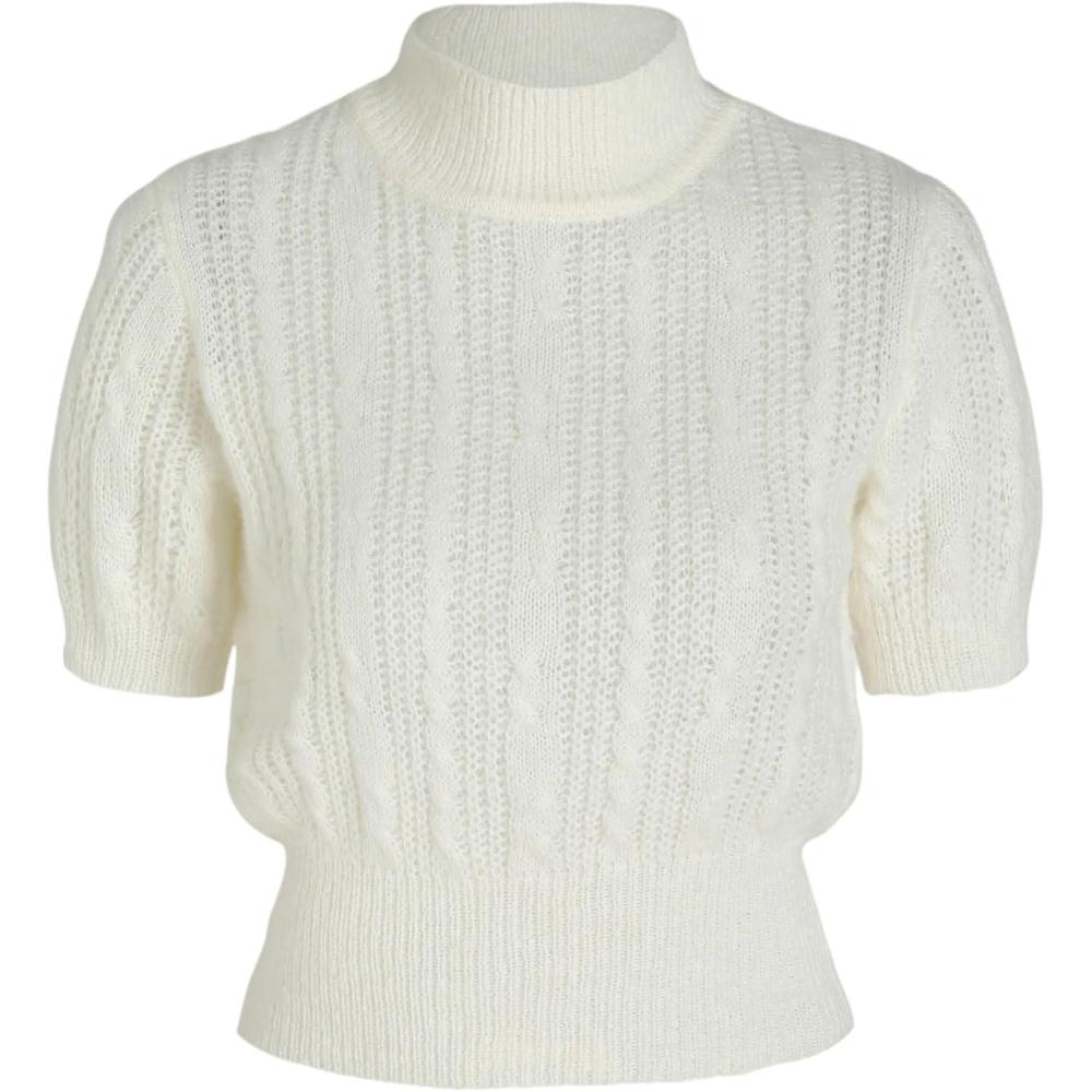 imageCIDER WoolBlend Texture High Neck SweaterWhite