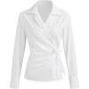 imageCIDER 100 Cotton Collar Solid Wrap Knotted Long Sleeve ShirtWhite