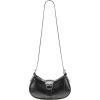 imageCIDER Distressed Texture Crescent Shape Buckle Decor Shoulder BagBlack