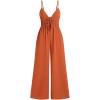 imageCIDER Miami Sunset Vacation Solid Shirred Knotted Vneck JumpsuitOrange