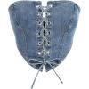 imageCIDER Womens Denim Lace Up Corset Crop Tube TopDenim