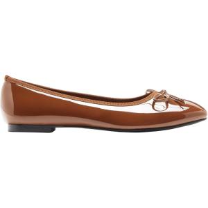 CIDER Bow Decor Square Toe Ballet Mary Jane Flats(Brown)