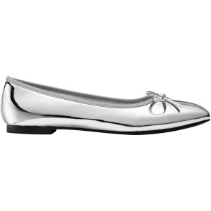 CIDER Bow Decor Square Toe Ballet Mary Jane Flats(Silver)